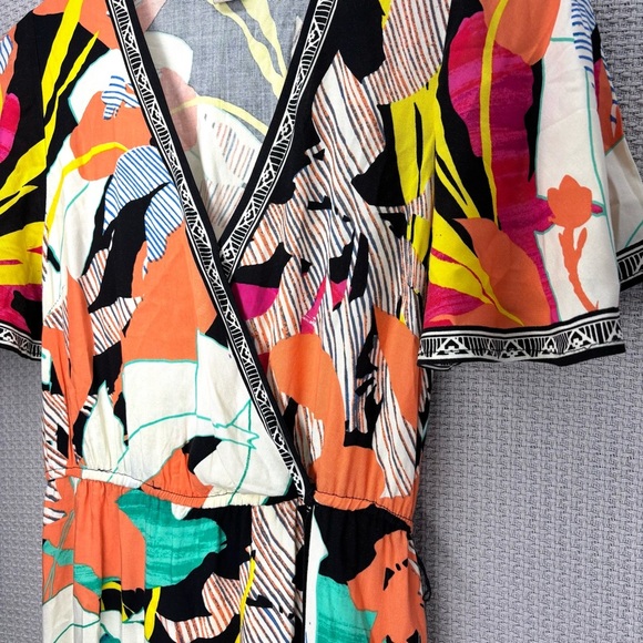 Flying Tomato Anthropologie Tropical Wrap Midi Dress Women Sz Small-Beach Floral - Picture 6 of 10